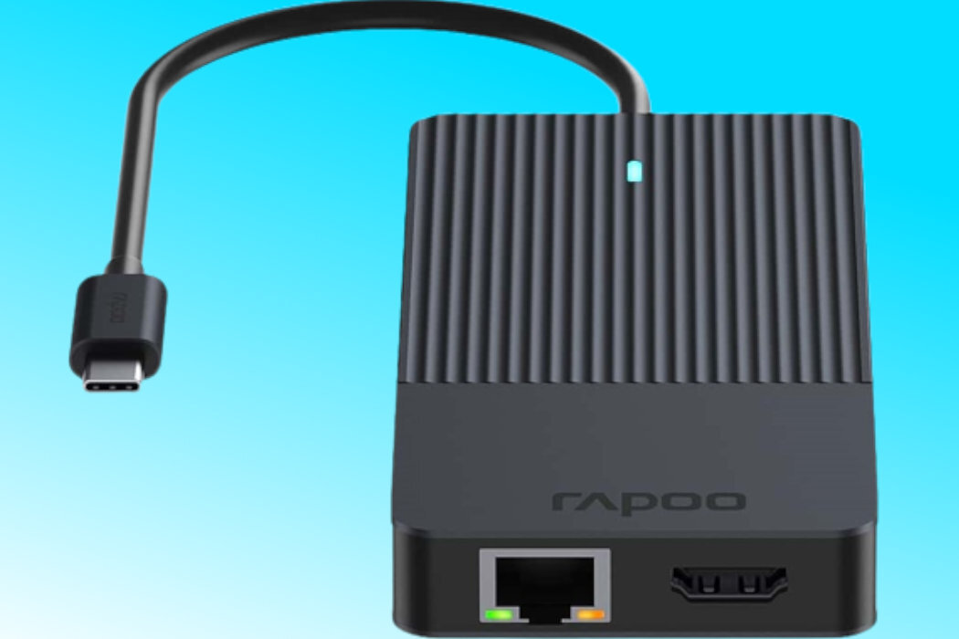 Stacja dokująca RAPOO UCM-2006 12w1 złącza HDMI displayport usb rj-45 karta pamięci audio rozwiązanie wspomaganie ładowanie elegancja wytrzymałość komfort plugandplay