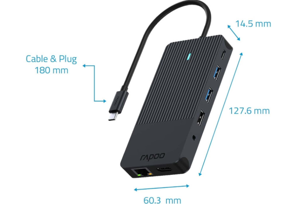 Stacja dokująca RAPOO UCM-2006 12w1 złącza HDMI displayport usb rj-45 karta pamięci audio rozwiązanie wspomaganie ładowanie elegancja wytrzymałość komfort plugandplay
