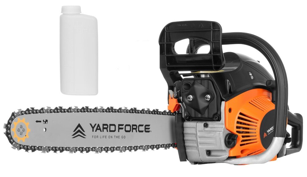 Piła spalinowa YARD FORCE YF-GLSA46 pojemnik do sporządzania mieszanki paliwowej z wysokiej jakości tworzyw sztucznych zbiornik paliwa 550 ml zbiornik oleju 260 ml