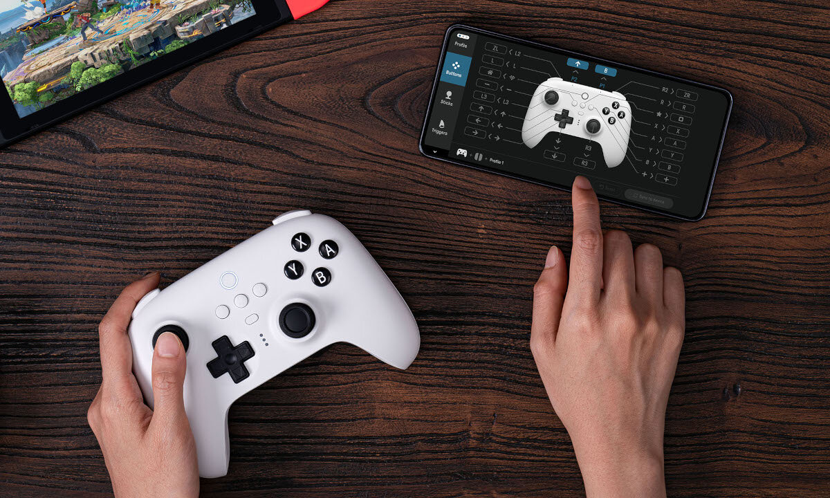 Kontroler 8BITDO Ultimate 2.4 g Biały + Stacja ładująca programowanie sterowanie dostosowanie aplikacja