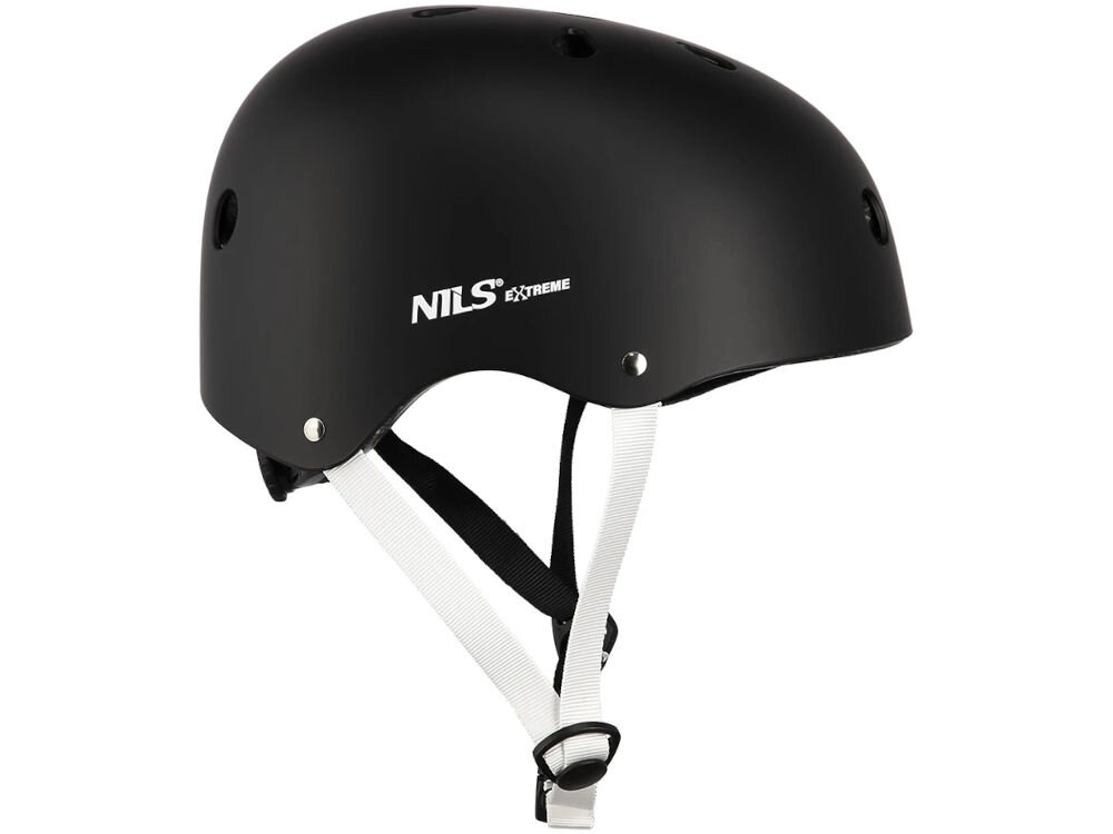 Kask NILS EXTREME MTW001 Czarny (rozmiar L) odwrócony bokiem zapięcie pod brodą otwory wentylacyjne skorup abs norma EN 1078:2012+A1