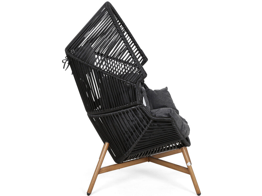 Fotel HOME & GARDEN Kongo Czarny ergonomiczny ksztalt dobrze wyprofilowane podlokietniki element dekoracyjny