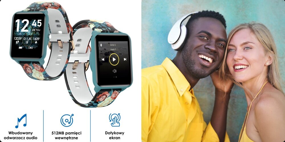 Smartband BEMI KIX-M DUO wyświetlacz dopasowanie tarcza zdrowie saturacja krwi ciśnienie krwi sen monitoring oddech cykl menstruacyjny powiadomienia wiadomości alarmy jakość tryby sportowe długa praca