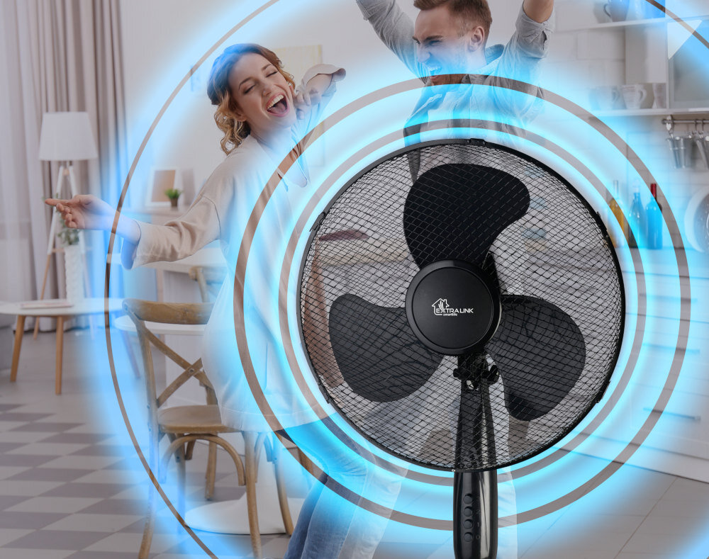 Wentylator EXTRALINK Bryza ESF-40D-WH Biały Skuteczna cyrkulacja powietrza Czasza o średnicy 40 cm trzy precyzyjnie wyprofilowane łopatki  przyjemne warunki do pracy, relaksu i snu