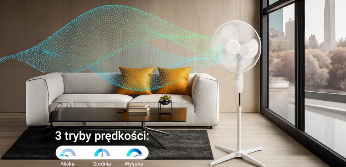 Wentylator EXTRALINK Bryza ESF-40D-WH Biały kontrola nad przepływem  trzy tryby prędkości łatwo dopasować preferencje temperatura