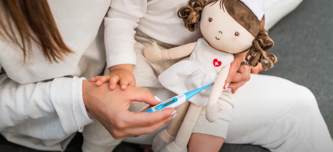 Termometr BABYONO 788 wyrób medyczny elastyczna końcówka czytelny wyświetlacz LCD sygnał dźwiękowy informacja