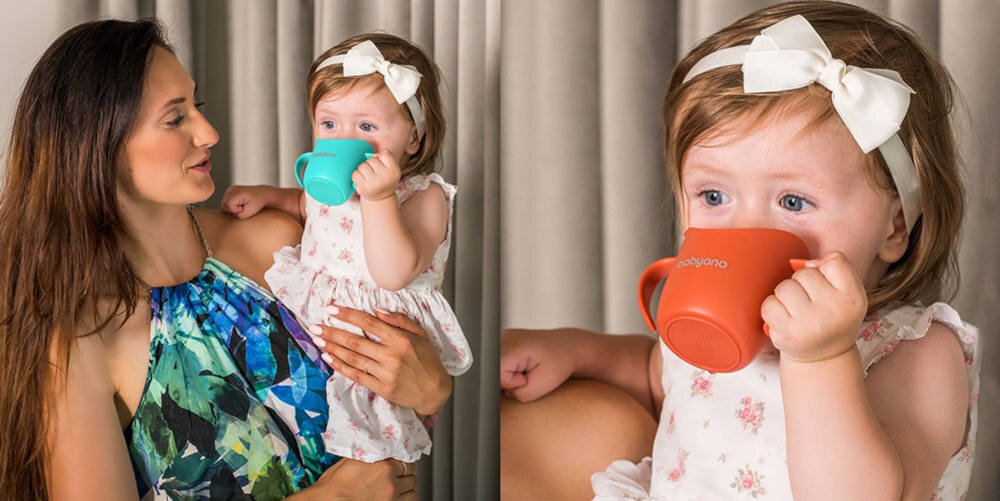 Kubek BABYONO Flow 1463/03 Niebieski samodzielnosc karmienie uzytkowanie niekapek