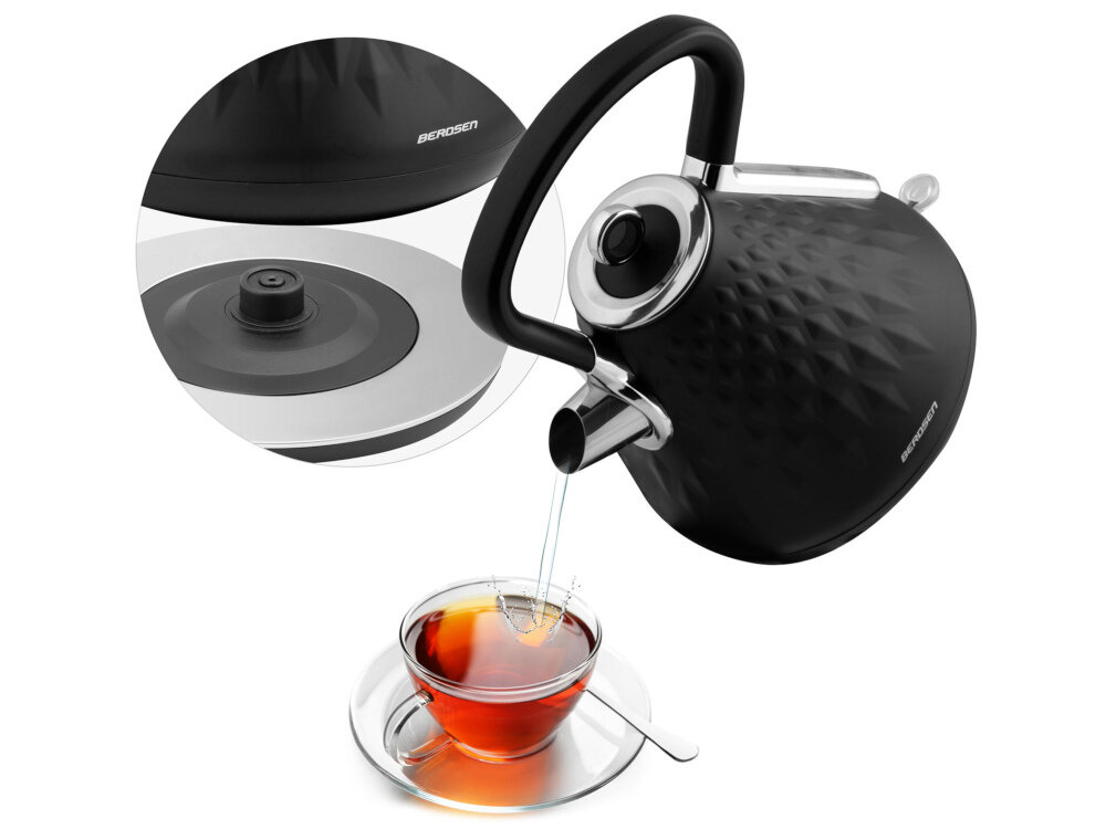 Czajnik BERDSEN BD-700 Czarny komfort wygoda uzytkowanie plaska obrotowa podstawa