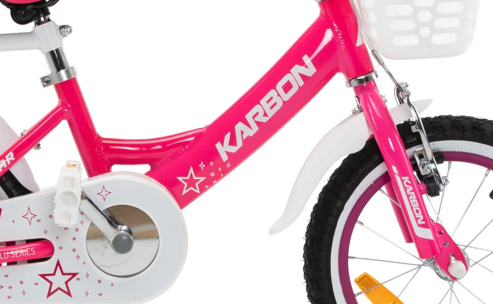 Rower dziecięcy KARBON Star 14 cali dla dziewczynki Różowy rama aluminiowa 7-calowa dostosowana do najmłodszych geometria roweru waga 7,5 kg