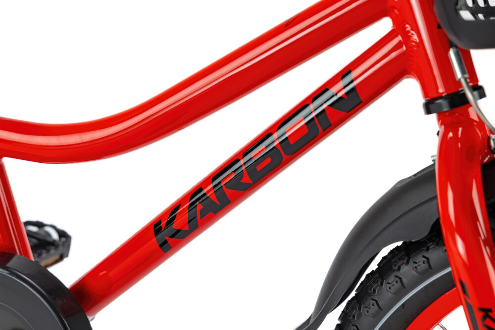 Rower dziecięcy KARBON Rocket 16 cali dla chłopca Czerwono-czarny rama stalowa 8-calowa dostosowana do najmłodszych geometria roweru waga 9 kg