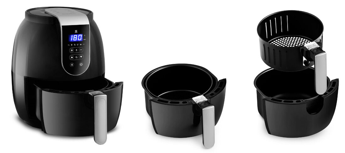 Frytkownica beztluszczowa BERDSEN BD-651 Air Fryer Czarnyy zestaw akcesoria komplet wyposazenie