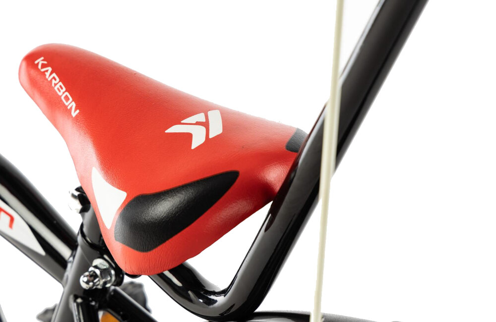 Rower dziecięcy KARBON Alvin 18 cali dla chłopca Czarno-czerwony bezpieczna i satysfakcjonująca aktywność wygodne siodełko