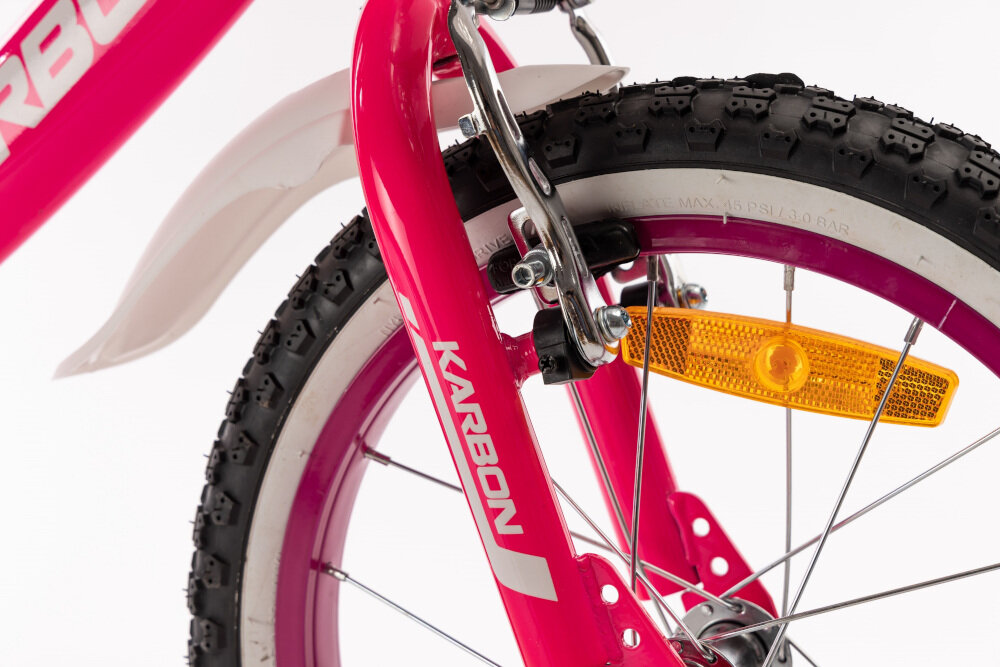 Rower dziecięcy KARBON Star 16 cali dla dziewczynki Różowy hamulce przedni hamulec V-Break tylny hamulec Torpedo niezawodne lekkie bezpieczne zatrzymanie