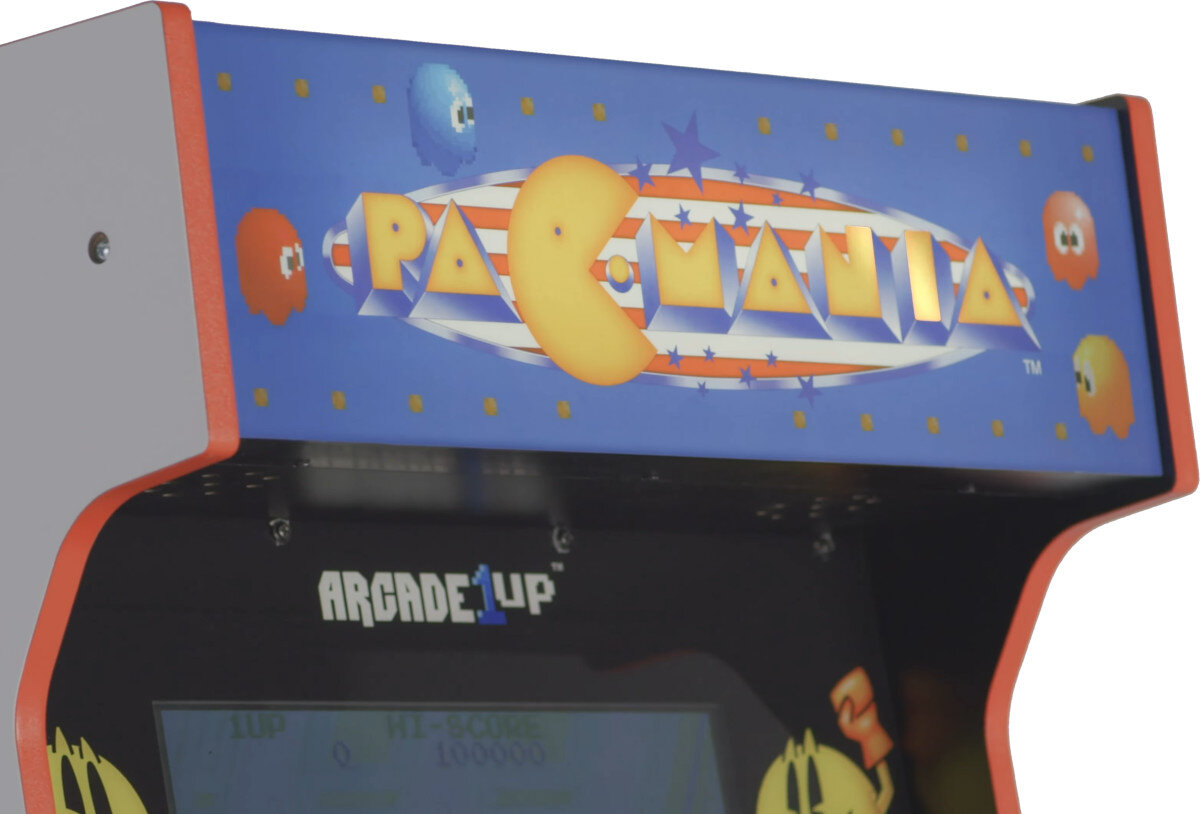 Konsola ARCADE1UP Pac-Mania wygląd obudowa muzyka dźwięk gniazda ekran przekątna joysticki