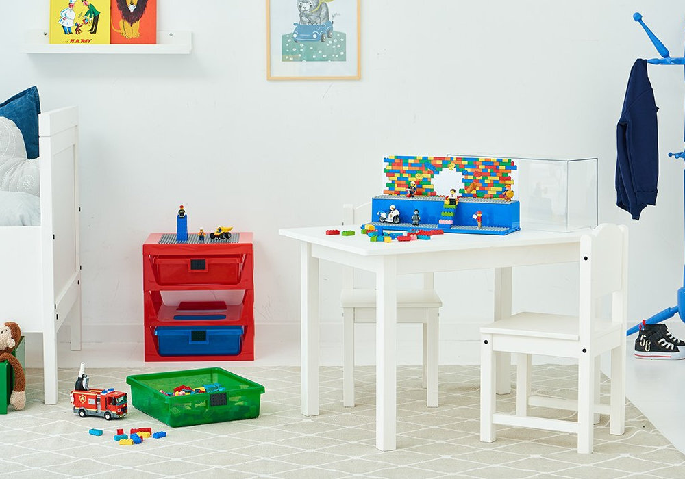 Regał na LEGO z szufladkami kreatywność zabawa rozwój dekoracja personalizacja
