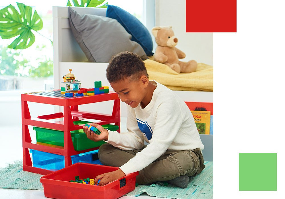 Regał na LEGO z szufladkami kreatywność zabawa rozwój dekoracja personalizacja