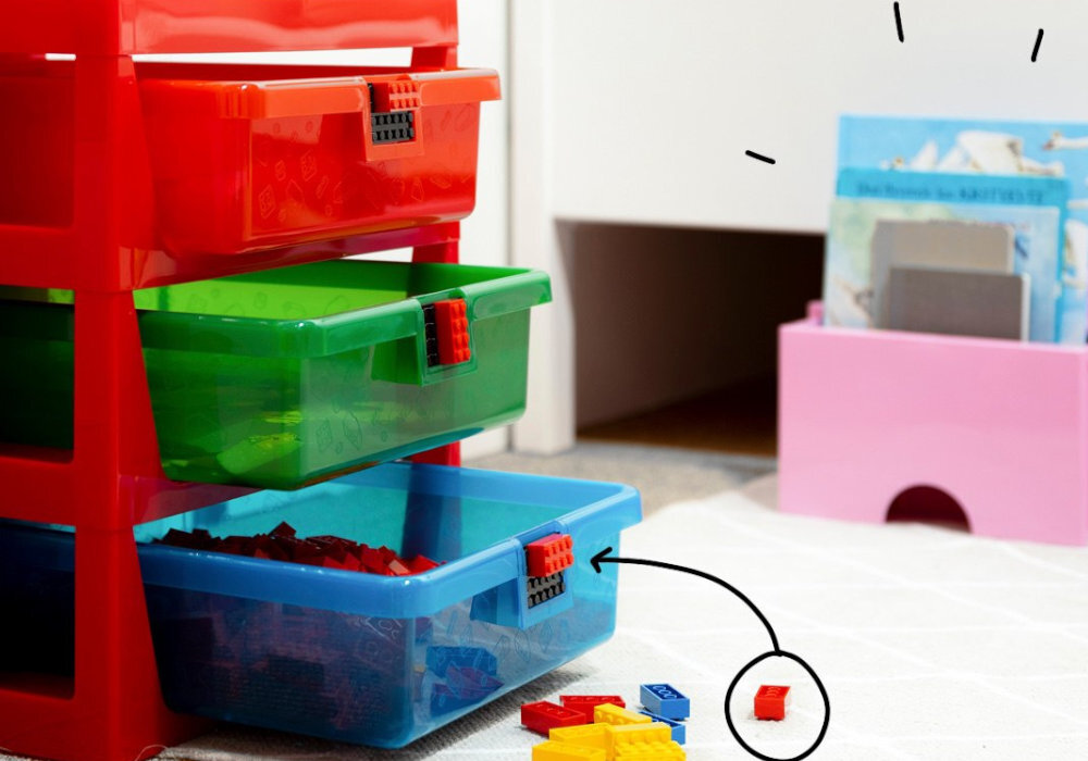 Regał na LEGO z szufladkami kreatywność zabawa rozwój dekoracja personalizacja