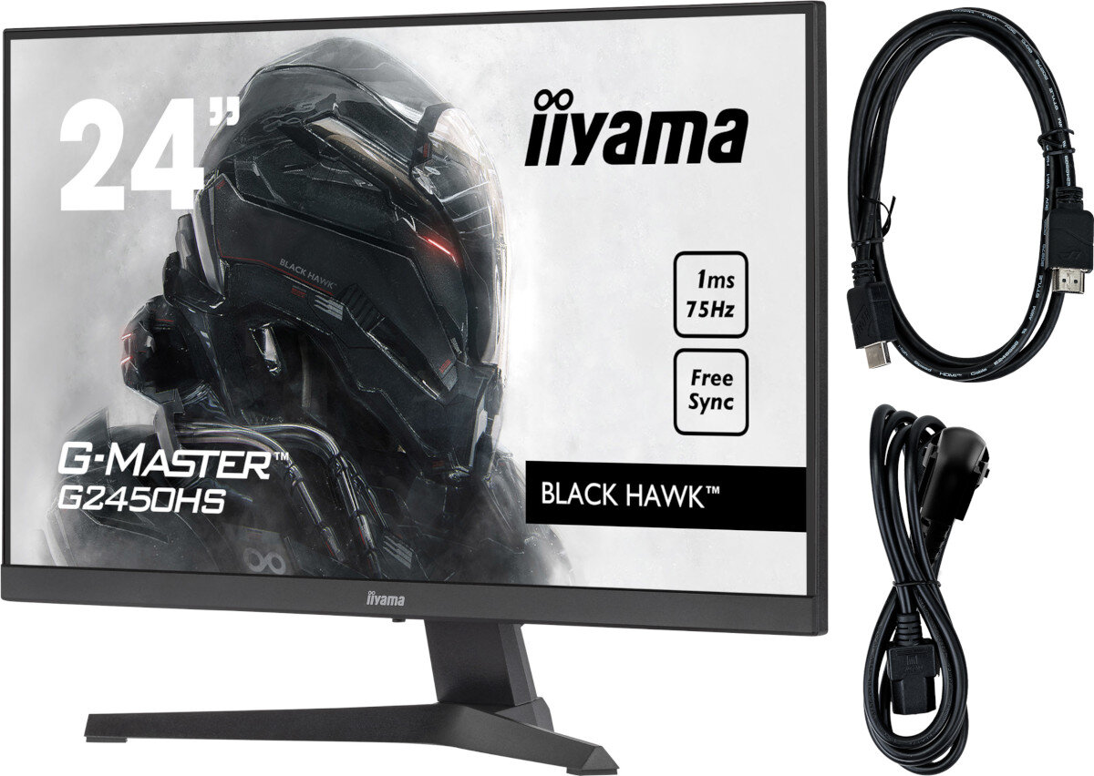 Monitor IIYAMA G-Master G2450HS-B1 opakowanie zawartość zestaw akcesoria