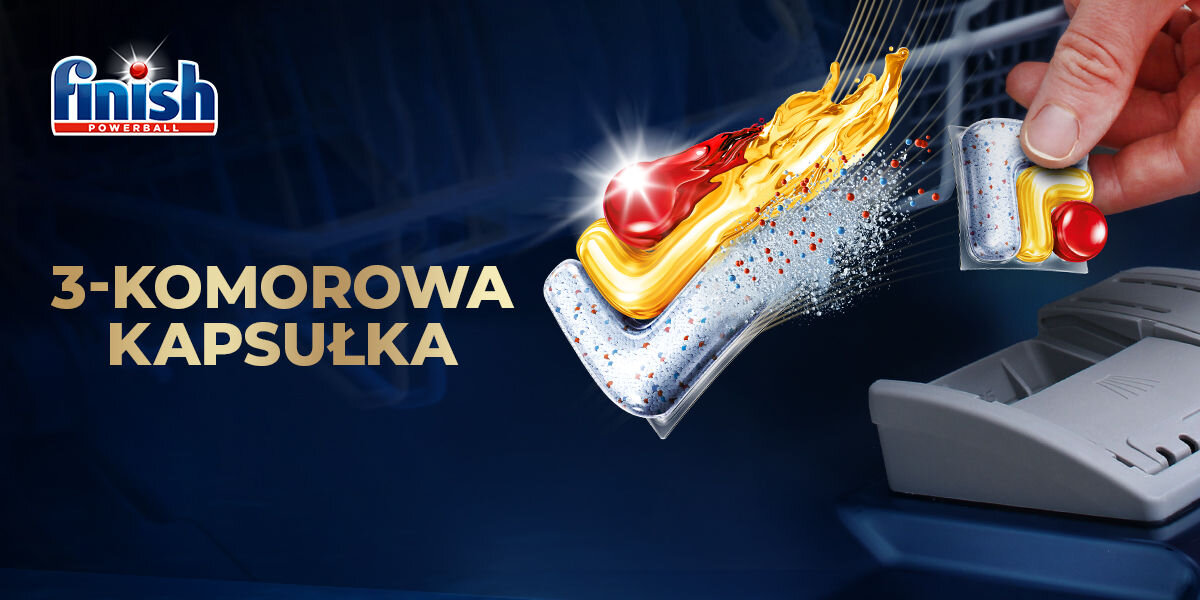 Kapsułki do zmywarki FINISH Powerball Ultimate Plus All in 1 Lemon - 25 szt. kapsułka powerball żelowa komora proszek rozpuszczalna folia