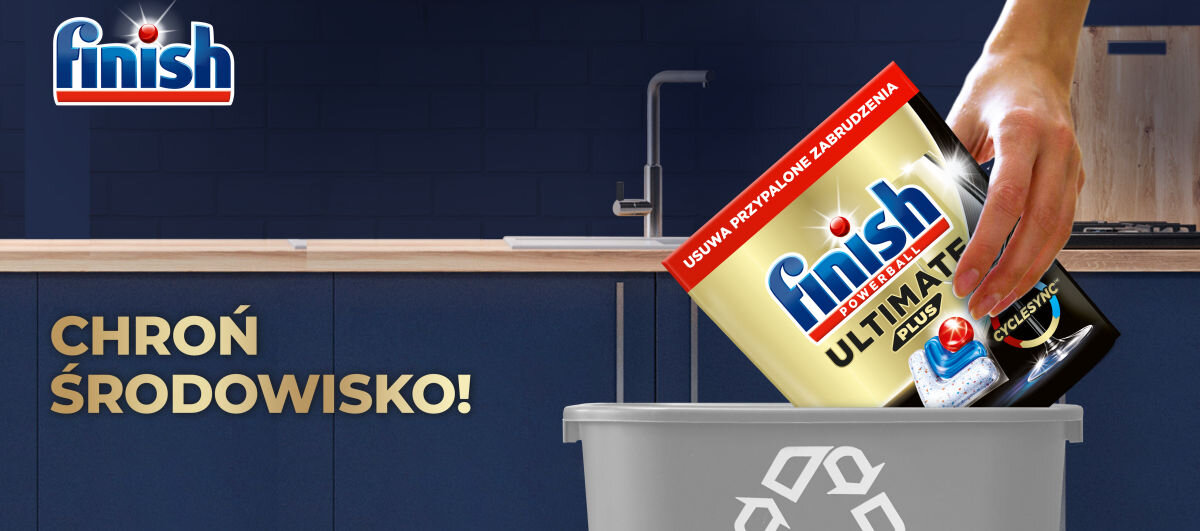 Kapsułki do zmywarek FINISH Powerball Ultimate Plus All In 1 Fresh - 25 szt. opakowanie do recyklingu wpływ na środowisko