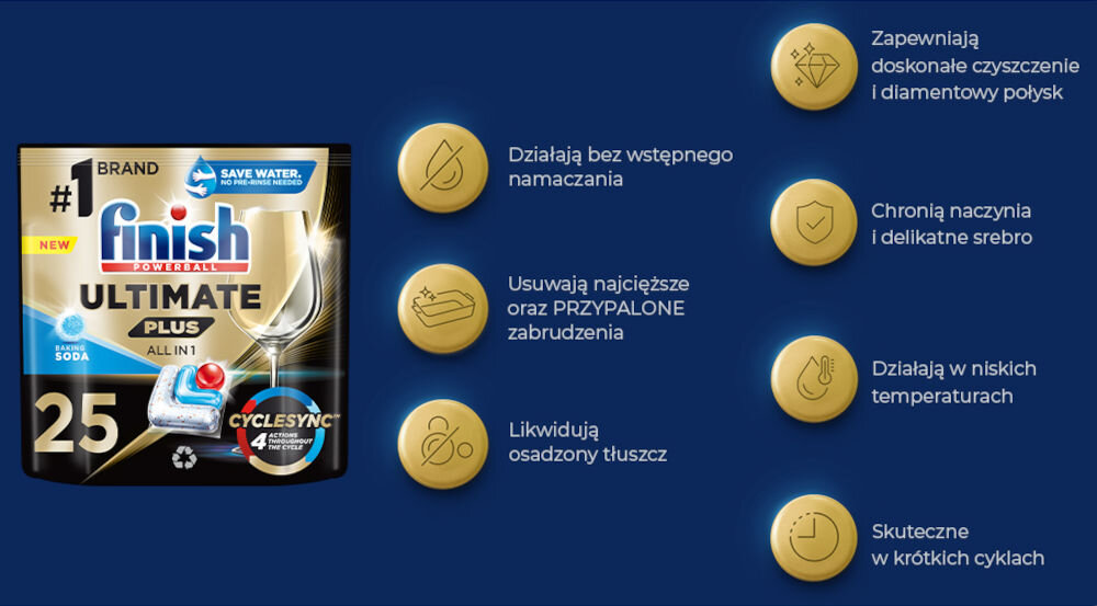Kapsułki do zmywarki FINISH Powerball Ultimate Plus All in 1 Baking soda - 25 szt.