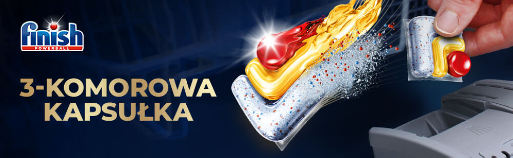 Kapsułki do zmywarki FINISH Powerball Ultimate Plus All in 1 Lemon - 45 szt. kapsułka powerball żelowa komora proszek rozpuszczalna folia