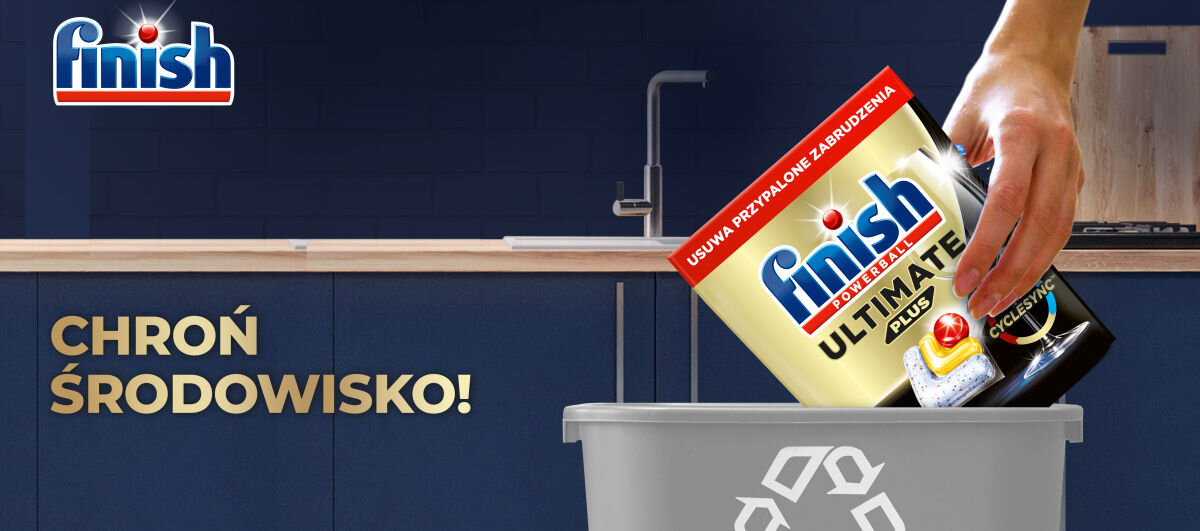 Kapsułki do zmywarki FINISH Powerball Ultimate Plus All in 1 Lemon - 45 szt. opakowanie do recyklingu wpływ na środowisko