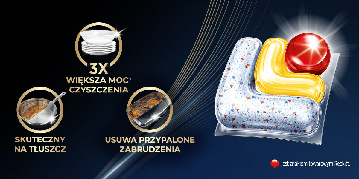 Kapsułki do zmywarki FINISH Powerball Ultimate Plus All in 1 Lemon - 62 szt. formuła krótkie cykle cykle eco biodegradowalna folia rozpuszczalna folia skuteczne czyszczenie