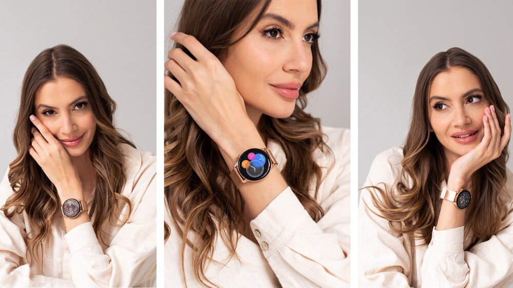 Smartwatch MAXCOM FW58 Vanad Pro wyświetlacz dopasowanie tarcza zdrowie saturacja krwi ciśnienie krwi sen monitoring oddech cykl menstruacyjny powiadomienia wiadomości alarmy jakość tryby sportowe długa praca