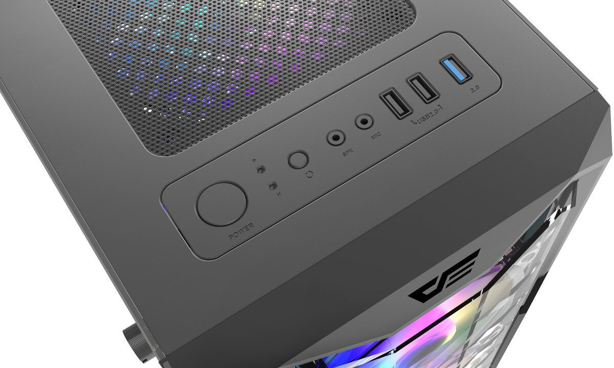 Obudowa DARKFLASH Aquarius Acrylic porty złącza przyciski obsługa