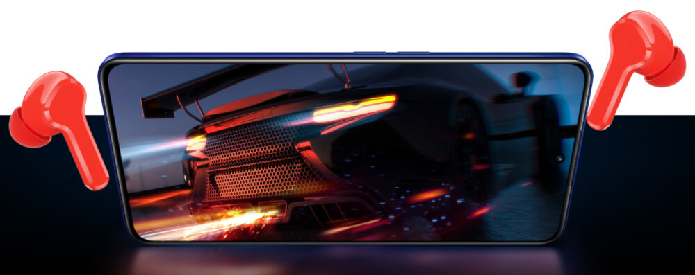 Słuchawki dokanałowe REALME Buds T100 WAGA KONSTRUKCJA DŹWIĘK BLUETOOTH MIKROFON REDUKCJA SZUMÓW WYGODA REGULACJA USTAWIEŃ BATERIA