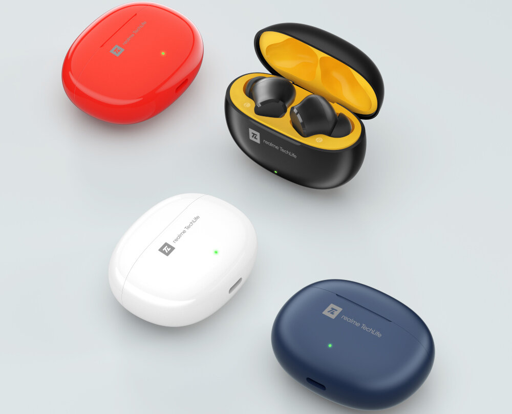 Słuchawki dokanałowe REALME Buds T100 WAGA KONSTRUKCJA DŹWIĘK BLUETOOTH MIKROFON REDUKCJA SZUMÓW WYGODA REGULACJA USTAWIEŃ BATERIA