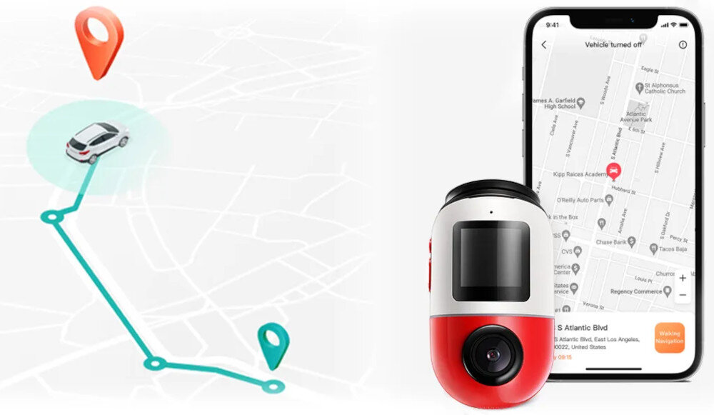 Wideorejestrator 70MAI X200 Dash Cam Omni 128GB Czerwony moduł GPS lokalizacja