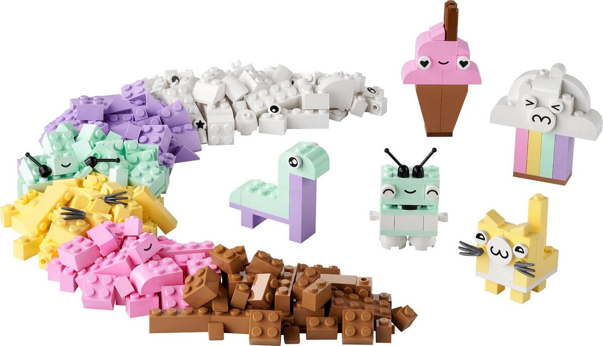 LEGO CLASSIC Kreatywna zabawa pastelowymi kolorami 11027 dziecko kreatywność zabawa nauka rozwój klocki figurki minifigurki jakość tradycja konstrukcja nauka wyobraźnia role jakość bezpieczeństwo wyobraźnia budowanie pasja hobby funkcje instrukcja aplikacja LEGO Builder Soczyście kolorowe klocki