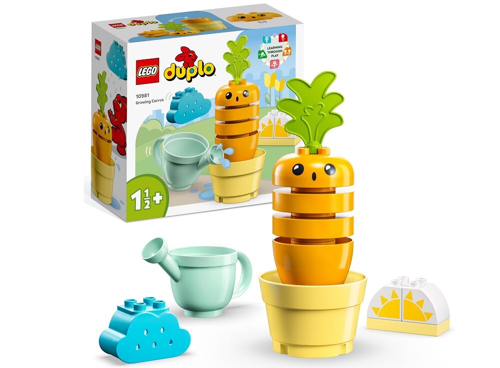 LEGO DUPLO Rosnąca Marchewka 10981 dziecko kreatywność zabawa nauka rozwój klocki figurki minifigurki jakość tradycja konstrukcja nauka wyobraźnia role jakość bezpieczeństwo wyobraźnia budowanie pasja hobby funkcje instrukcja aplikacja LEGO Builder