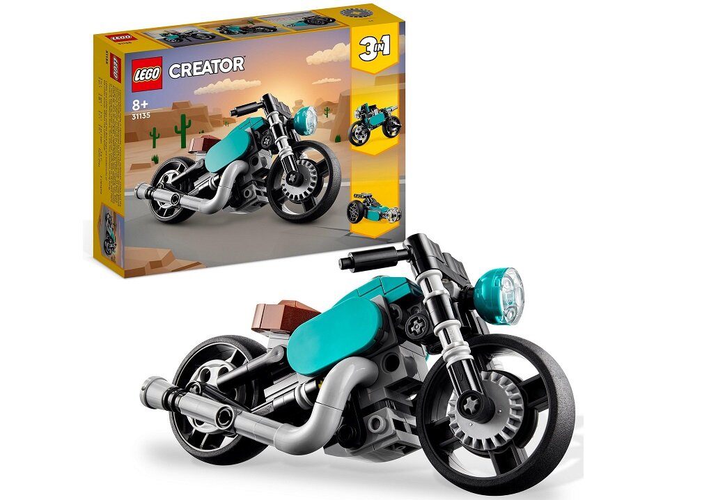 LEGO CREATOR Motocykl vintage 31135 dziecko kreatywność zabawa nauka rozwój klocki figurki minifigurki jakość tradycja konstrukcja nauka wyobraźnia role jakość bezpieczeństwo wyobraźnia budowanie pasja hobby funkcje instrukcja aplikacja LEGO Builder