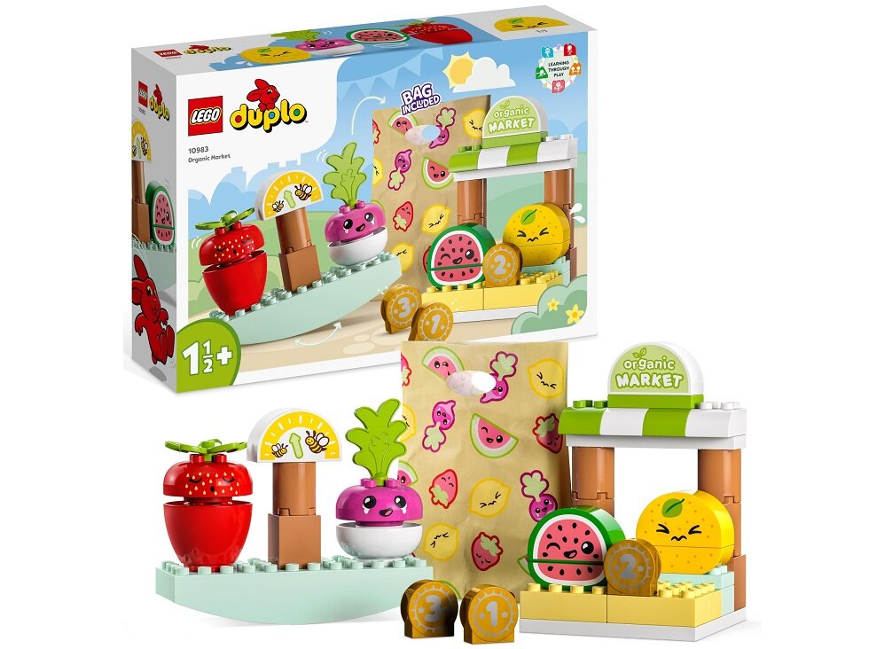 LEGO DUPLO Ryneczek bio 10983 dziecko kreatywność zabawa nauka rozwój klocki figurki minifigurki jakość tradycja konstrukcja nauka wyobraźnia role jakość bezpieczeństwo wyobraźnia budowanie pasja hobby funkcje instrukcja aplikacja LEGO Builder