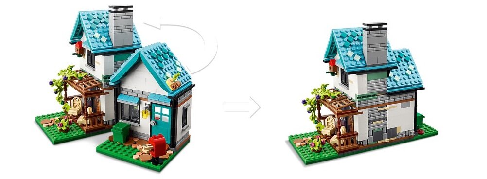 LEGO CREATOR Przytulny dom 31139 dziecko kreatywność zabawa nauka rozwój klocki figurki minifigurki jakość tradycja konstrukcja nauka wyobraźnia role jakość bezpieczeństwo wyobraźnia budowanie pasja hobby funkcje instrukcja aplikacja LEGO Builder