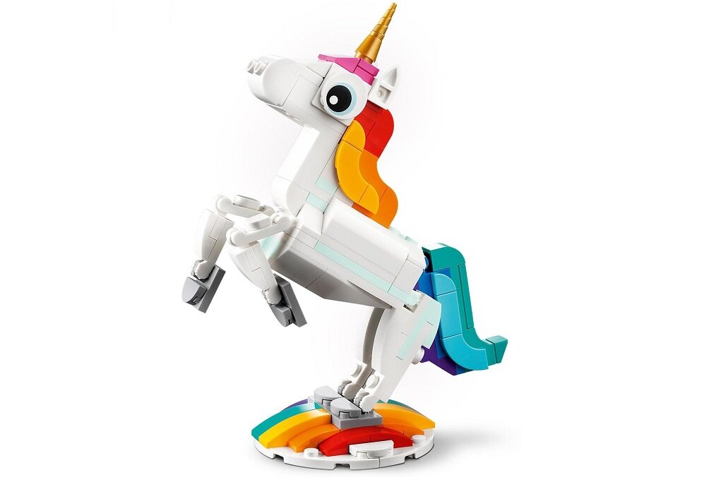 LEGO CREATOR 3w1 Magiczny jednorożec 31140 dziecko kreatywność zabawa nauka rozwój klocki figurki minifigurki jakość tradycja konstrukcja nauka wyobraźnia role jakość bezpieczeństwo wyobraźnia budowanie pasja hobby funkcje instrukcja aplikacja LEGO Builder mityczne zwierzątka