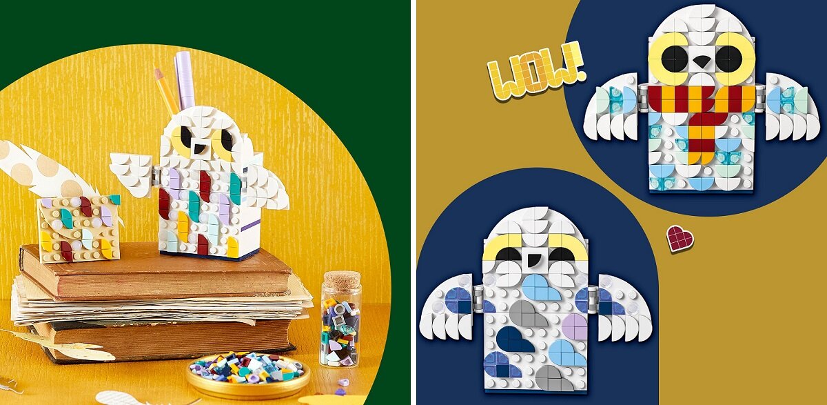 LEGO DOTS Pojemnik na długopisy w kształcie Hedwigi 41809 dziecko kreatywność zabawa nauka rozwój klocki figurki minifigurki jakość tradycja konstrukcja nauka wyobraźnia role jakość bezpieczeństwo wyobraźnia budowanie pasja hobby funkcje instrukcja aplikacja LEGO Builder harry potter Kultowa mądra sowa