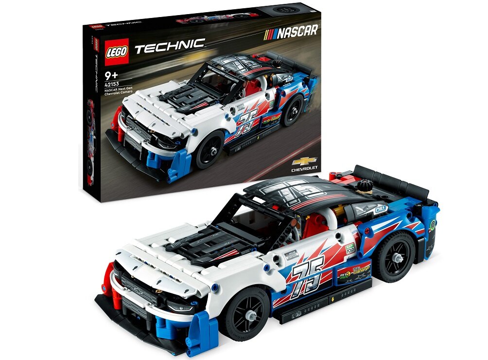 LEGO TECHNIC Nowy Chevrolet Camaro ZL1 z serii NASCAR 42153 dziecko kreatywność zabawa nauka rozwój klocki figurki minifigurki jakość tradycja konstrukcja nauka wyobraźnia role jakość bezpieczeństwo wyobraźnia budowanie pasja hobby funkcje instrukcja aplikacja LEGO Builder
