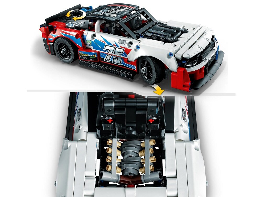 LEGO TECHNIC Nowy Chevrolet Camaro ZL1 z serii NASCAR 42153 dziecko kreatywność zabawa nauka rozwój klocki figurki minifigurki jakość tradycja konstrukcja nauka wyobraźnia role jakość bezpieczeństwo wyobraźnia budowanie pasja hobby funkcje instrukcja aplikacja LEGO Builder