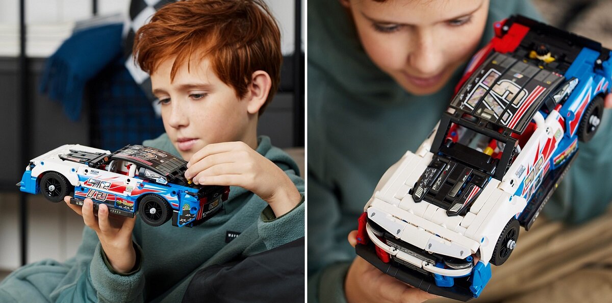 LEGO TECHNIC Nowy Chevrolet Camaro ZL1 z serii NASCAR 42153 dziecko kreatywność zabawa nauka rozwój klocki figurki minifigurki jakość tradycja konstrukcja nauka wyobraźnia role jakość bezpieczeństwo wyobraźnia budowanie pasja hobby funkcje instrukcja aplikacja LEGO Builder