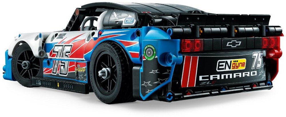 LEGO TECHNIC Nowy Chevrolet Camaro ZL1 z serii NASCAR 42153 dziecko kreatywność zabawa nauka rozwój klocki figurki minifigurki jakość tradycja konstrukcja nauka wyobraźnia role jakość bezpieczeństwo wyobraźnia budowanie pasja hobby funkcje instrukcja aplikacja LEGO Builder