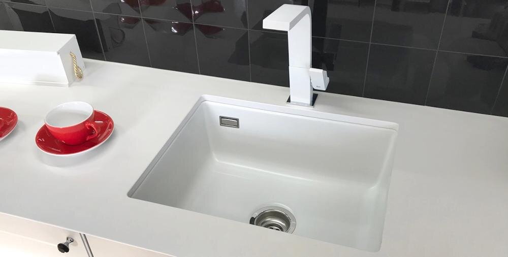 SYSTEMCERAM Mera 50U 5357 01 zlewozmywak wbudowany montaż blat kuchenny otwór silgranit granit łatwe czyszczenie kamień