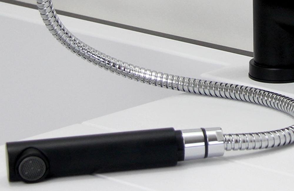 ŚMIGIELSKI Lubo WW 3358 D6 bateria wyciągana obrotowa wylewka swoboda komfort użytkowanie sterowanie kierunek strumień woda ułatwienie mycie naczynia duże zlewozmywak napełnianie garnki