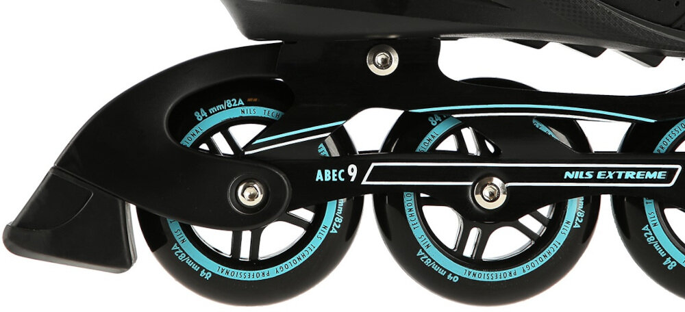 Łyżworolki NILS EXTREME NA9157 rozmiar 43 Czarno-miętowy bezpieczne uzytkowanie tylny hamulec nozny