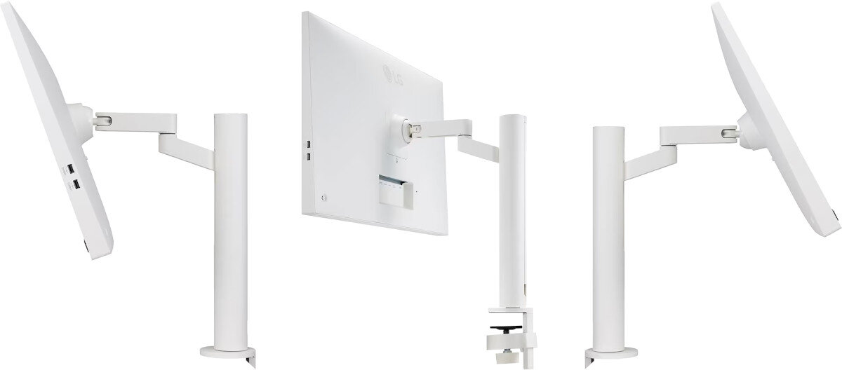 Monitor LG 32SQ780S-W regulacja położenie ramię