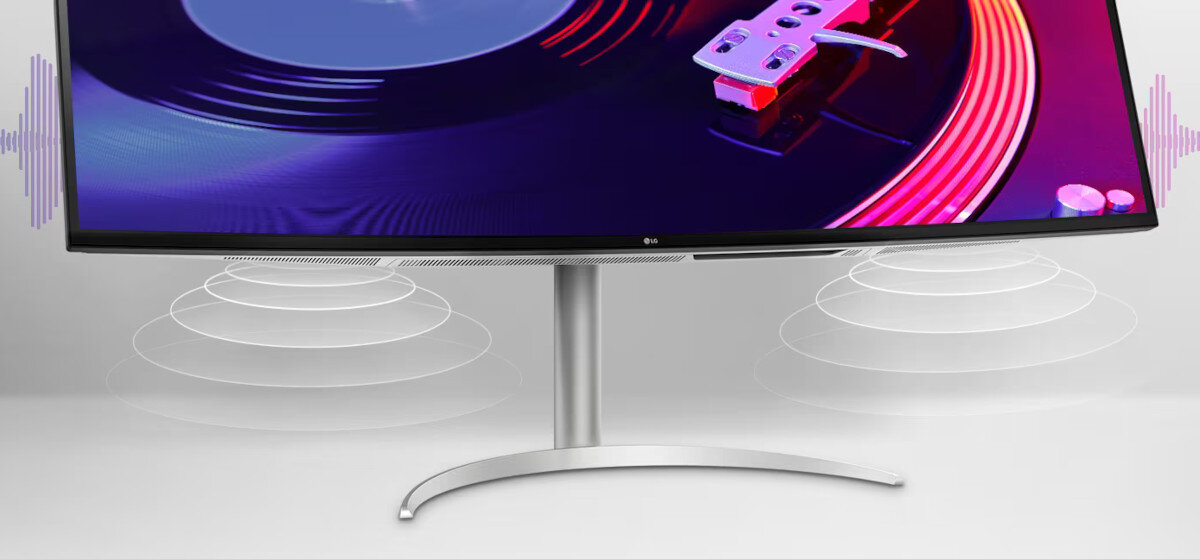 Monitor LG UltraWide 49WQ95C-W dźwięk głośniki moc konstrukcja ramka