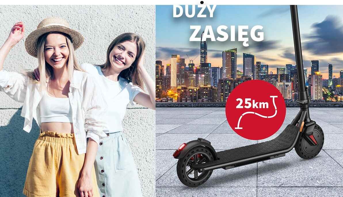 Hulajnoga elektryczna SHARP KS3CEU-B Czarny ładowanie żywotność baterii akumulator Maksymalna prędkość wyświetlacz Podłącz smartfona uchwyt na telefon Szeroki podest mata antypoślizgowa podświetlenie